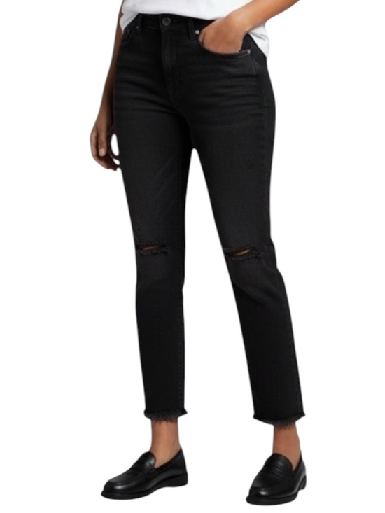 Judy Blue Denim - JUDY BLUE Slim Fit Stepped Distressed & Hem Jeans in Black Size 9/29 #JB88137